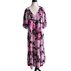 H&M Floral Pink and Black Maxi Dress